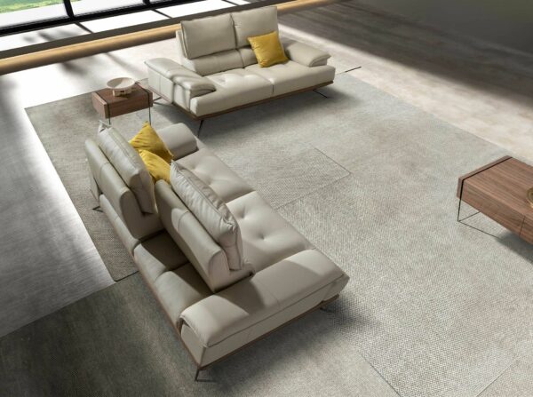 Sofá 3 plazas piel gris taupe