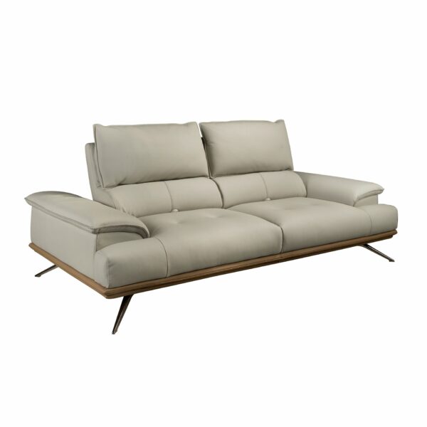 Sofá 3 plazas piel gris taupe