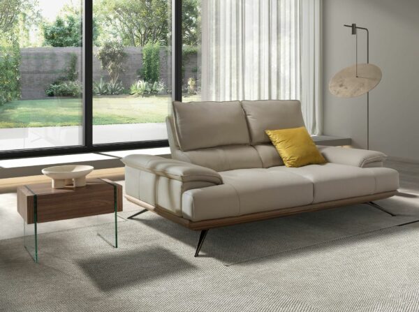 Sofá 2 plazas piel gris taupe