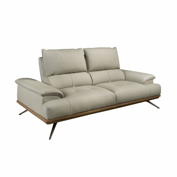 Sofá 2 plazas piel gris taupe