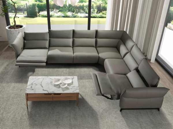 Sofá rinconera relax modular piel gris oscuro
