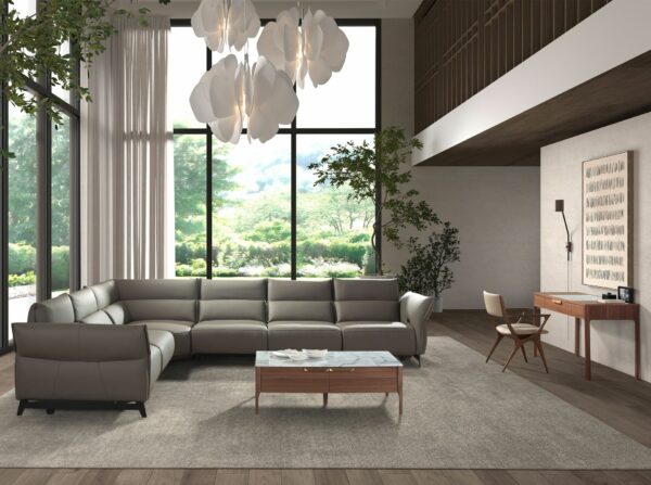 Sofá rinconera relax modular piel gris oscuro
