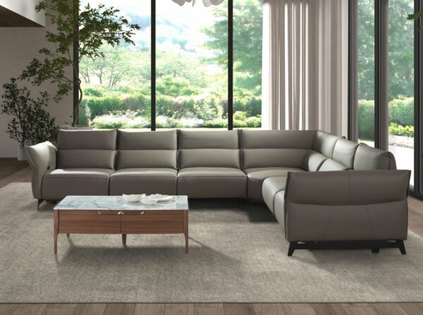 Sofá rinconera relax modular piel gris oscuro