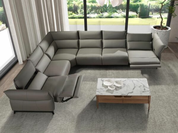 Sofá rinconera relax modular piel gris oscuro