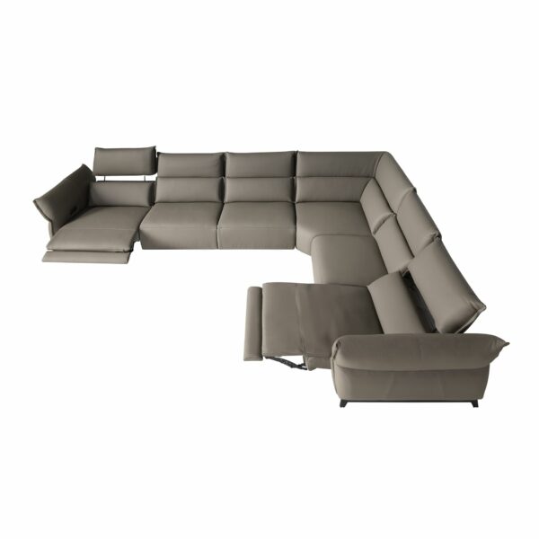 Sofá rinconera relax modular piel gris oscuro