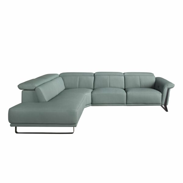 Sofá chaise longue relax izquierda piel verde turquesa