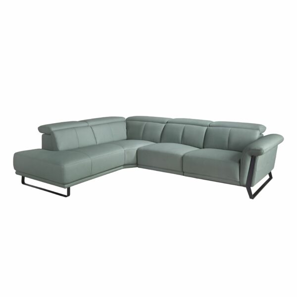 Sofá chaise longue relax izquierda piel verde turquesa