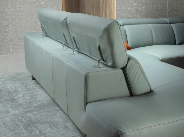 Sofá chaise longue relax izquierda piel verde turquesa