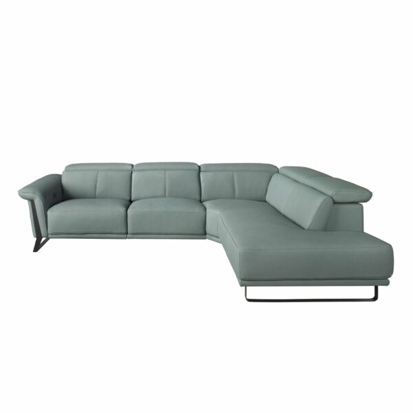 Sofá chaise longue relax derecha piel verde turquesa