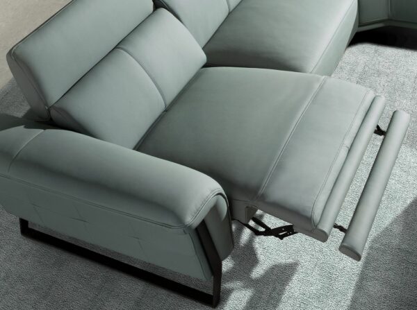 Sofá chaise longue relax derecha piel verde turquesa