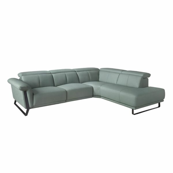 Sofá chaise longue relax derecha piel verde turquesa