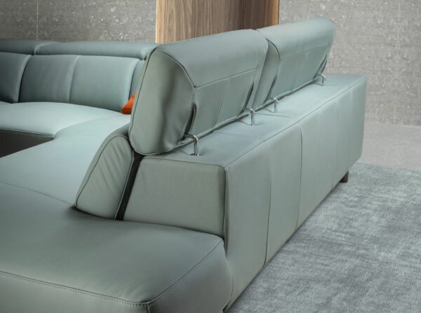 Sofá chaise longue relax derecha piel verde turquesa