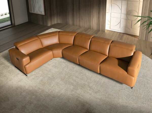 Sofá rinconera relax modular piel marrón