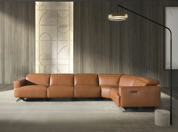 Sofá rinconera relax modular piel marrón