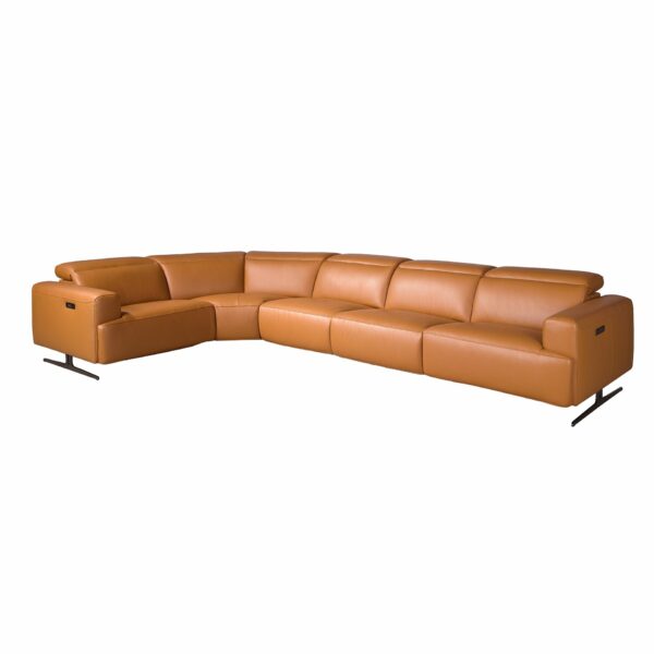Sofá rinconera relax modular piel marrón