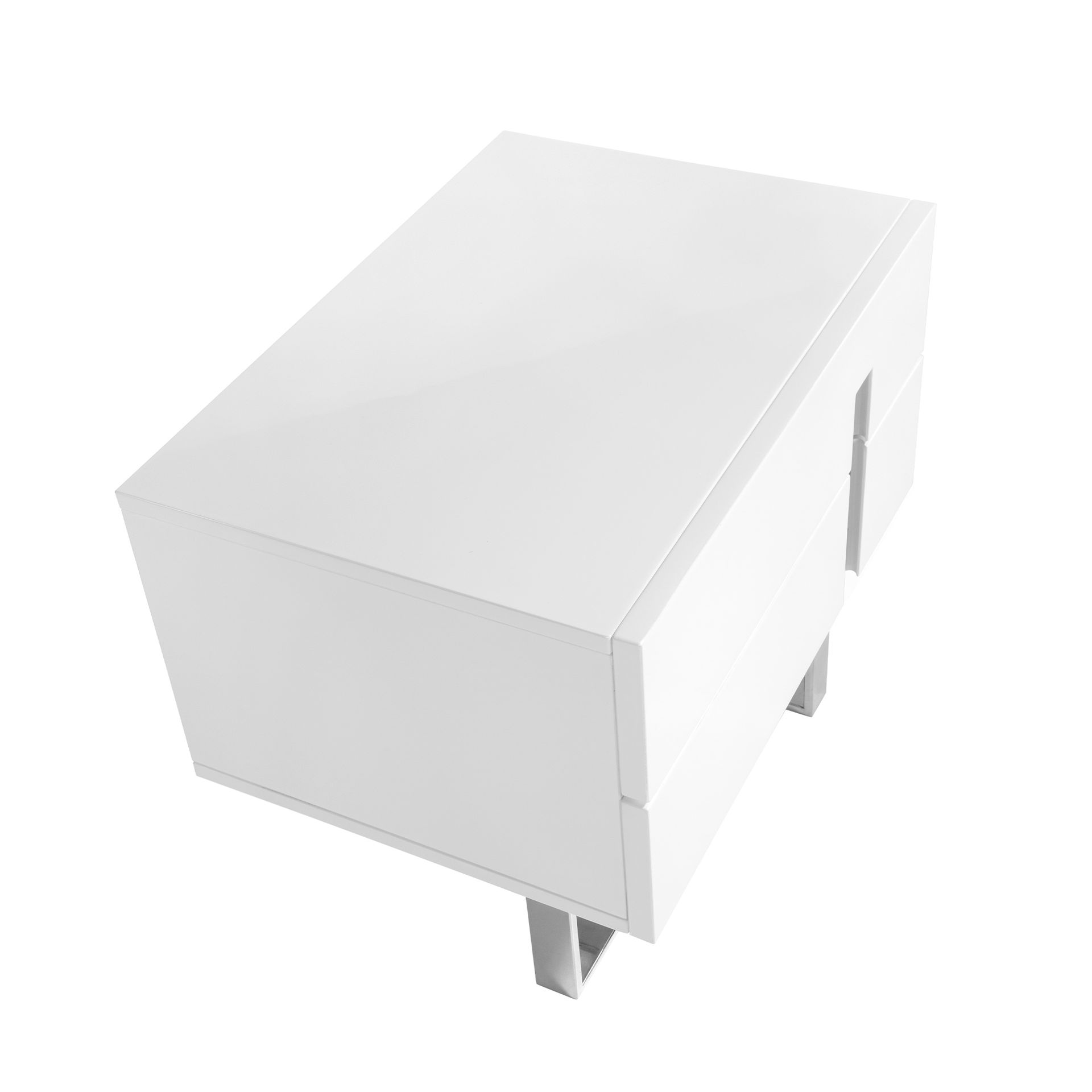 Mesita de noche madera blanco y acero cromado Mesita de noche madera blanco y acero cromado