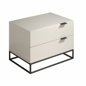 Mesita de noche madera gris y acero negro Mesita de noche madera gris y acero negro