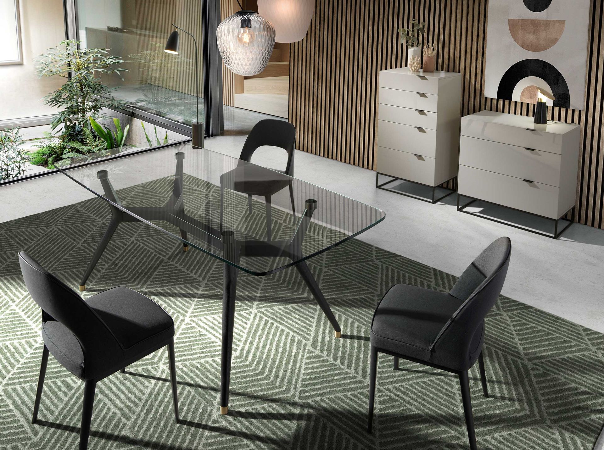 Cómoda madera gris y acero negro Cómoda madera gris y acero negro