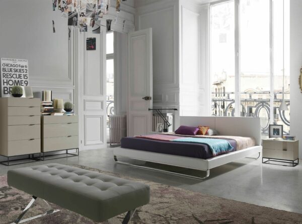 Cómoda madera gris y acero negro