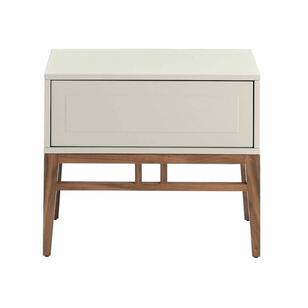 Mesita de noche madera beige y nogal