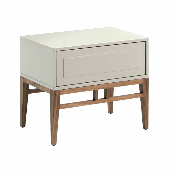 Mesita de noche madera beige y nogal