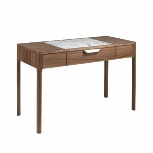 Escritorio tocador nogal con tapa de cristal imitación mármol Escritorio tocador nogal con tapa de cristal imitación mármol