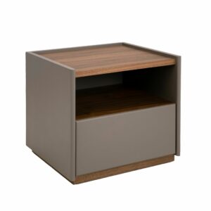 Mesita de noche madera gris y nogal Mesita de noche madera gris y nogal