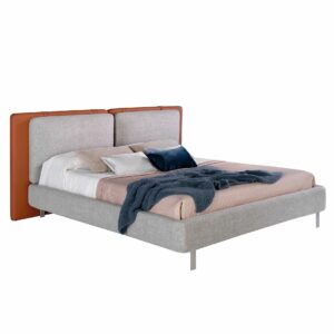 Cama polipiel color marrón y tela color gris Cama polipiel color marrón y tela color gris