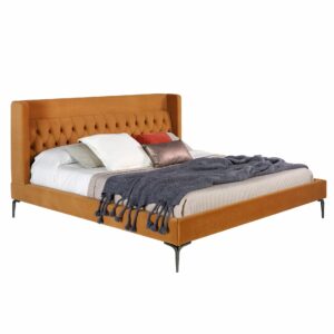 Cama capitoné terciopelo color mostaza Cama capitoné terciopelo color mostaza