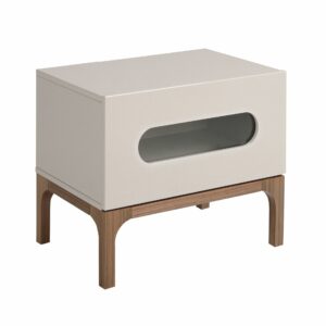 Mesita de noche madera gris y nogal con iluminación interior Mesita de noche madera gris y nogal con iluminación interior