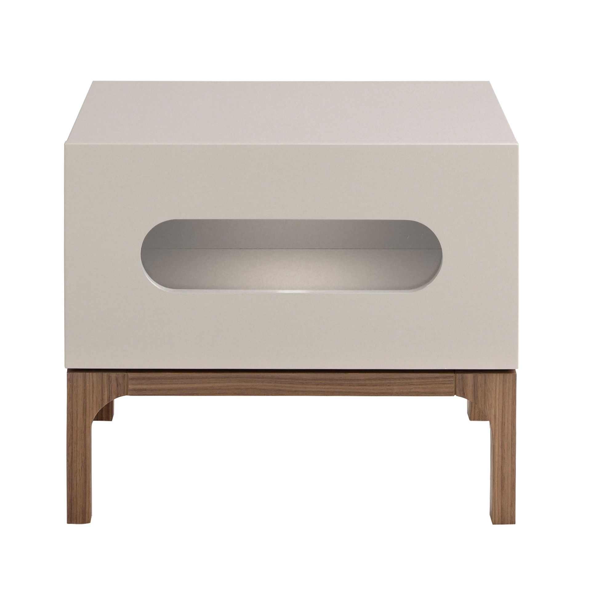 Mesita de noche madera gris y nogal con iluminación interior Mesita de noche madera gris y nogal con iluminación interior