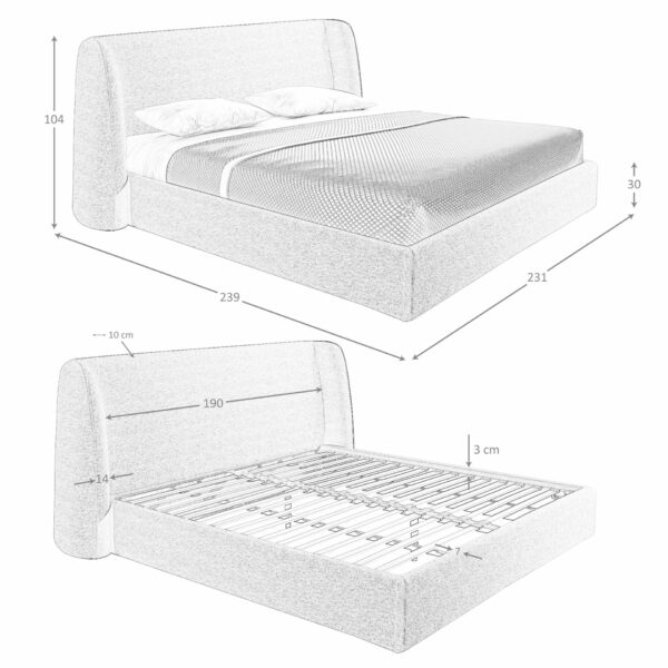 Cama tela color gris oscuro