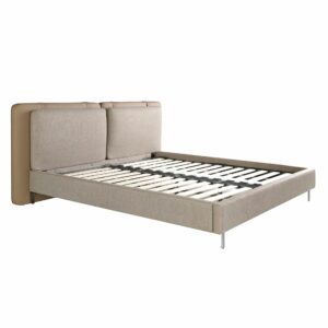 Cama polipiel color visón y tela color gris Cama polipiel color visón y tela color gris