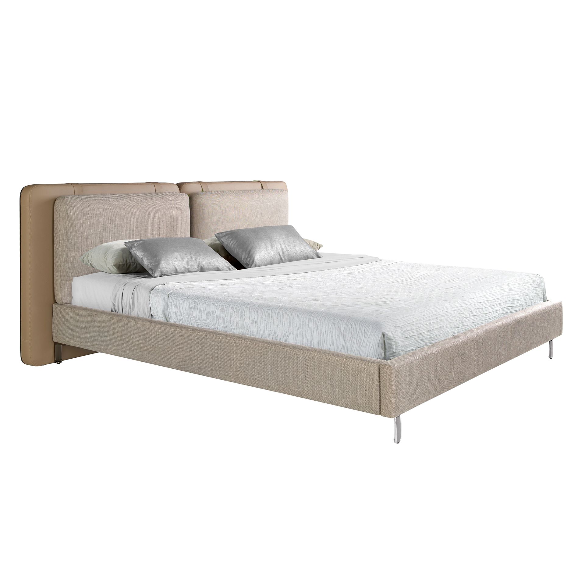 Cama polipiel color visón y tela color gris Cama polipiel color visón y tela color gris
