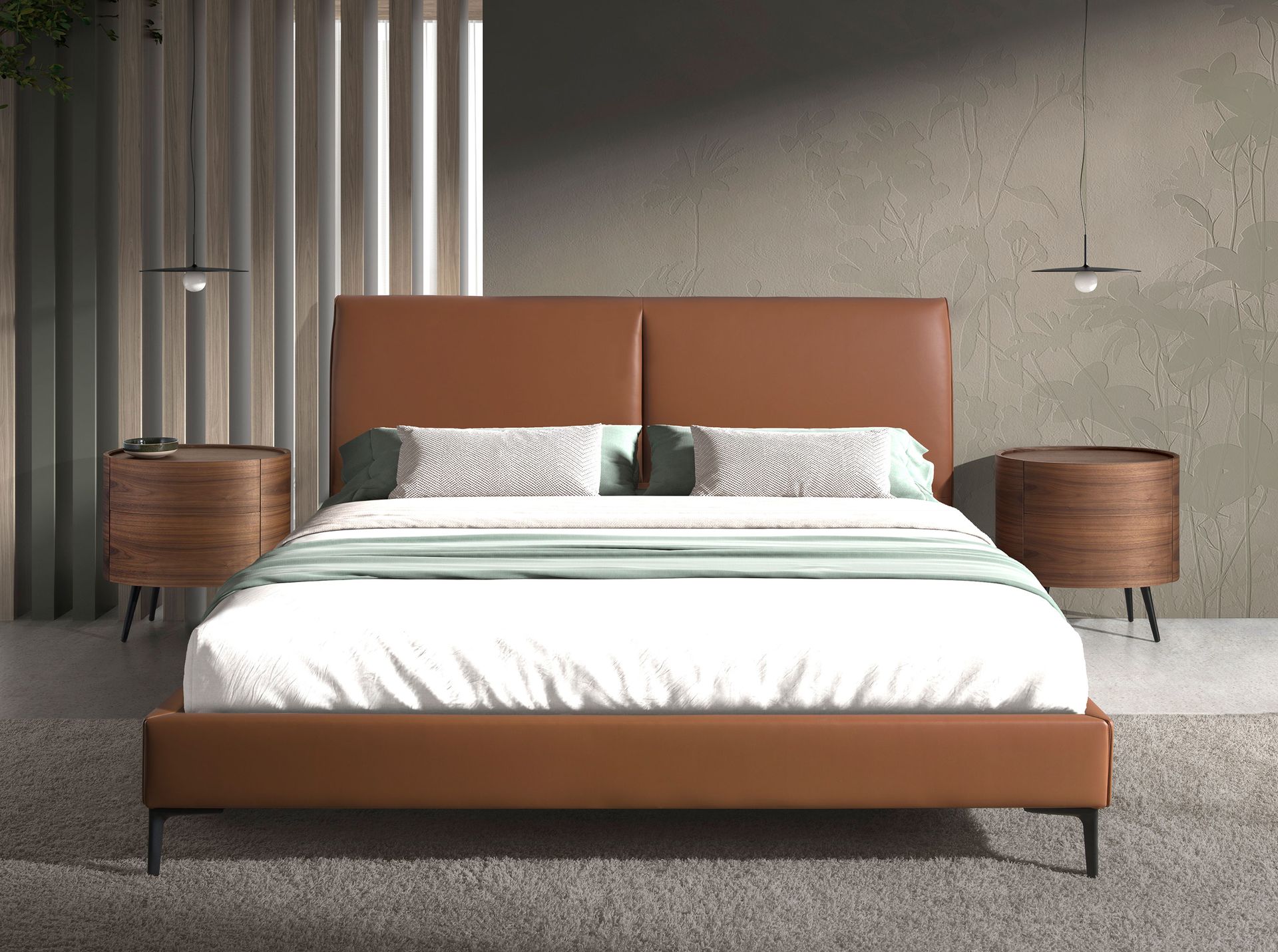 Cama polipiel color marrón Cama polipiel color marrón