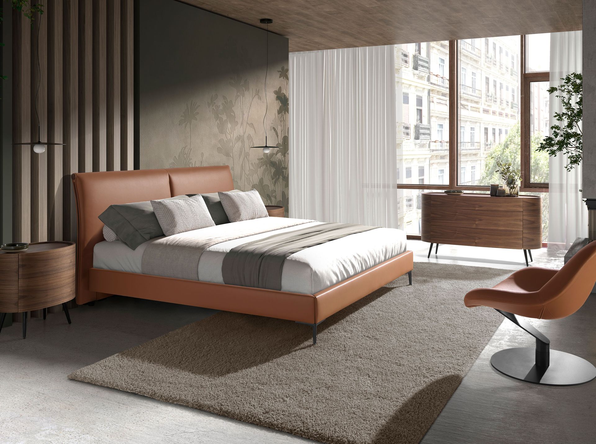 Cama polipiel color marrón Cama polipiel color marrón