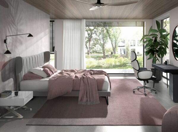 Cama tela color gris claro