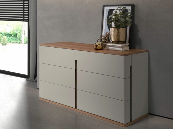 Cómoda madera gris y nogal