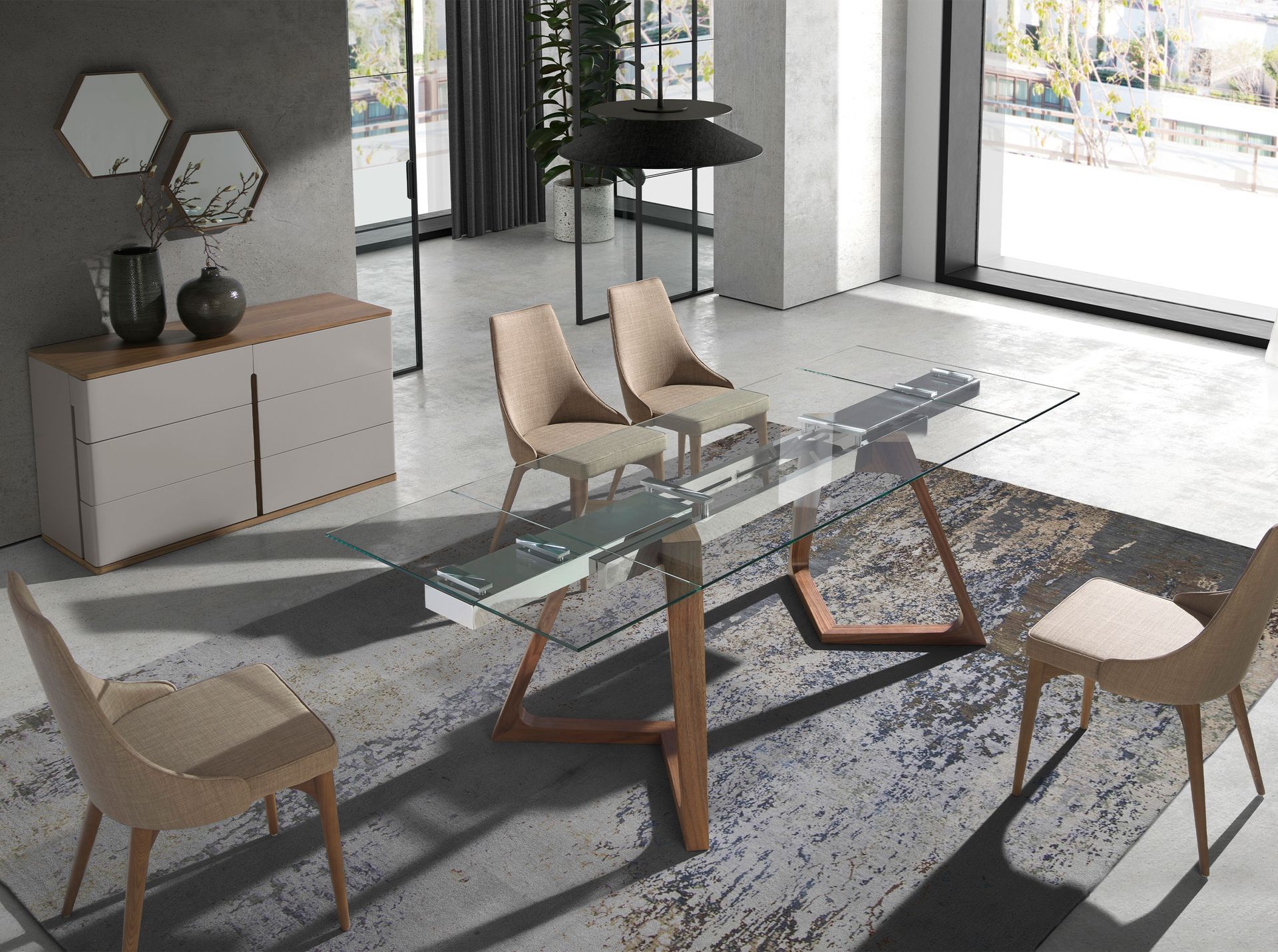 Cómoda madera gris y nogal Cómoda madera gris y nogal