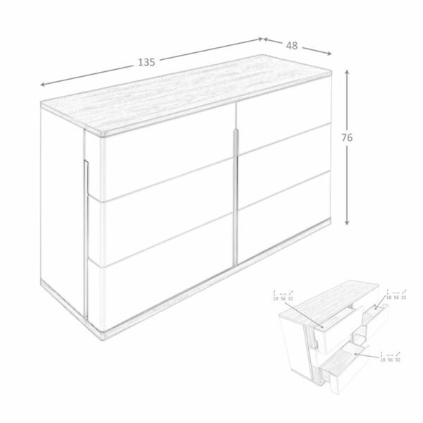 Cómoda madera gris y nogal