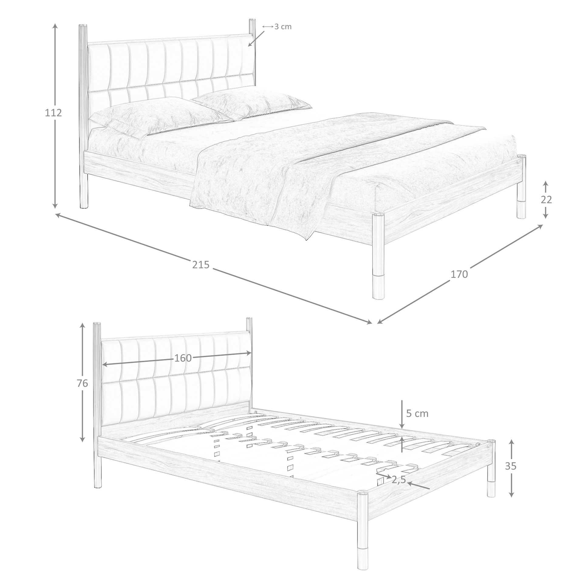 Cama polipiel color gris oscuro Cama polipiel color gris oscuro