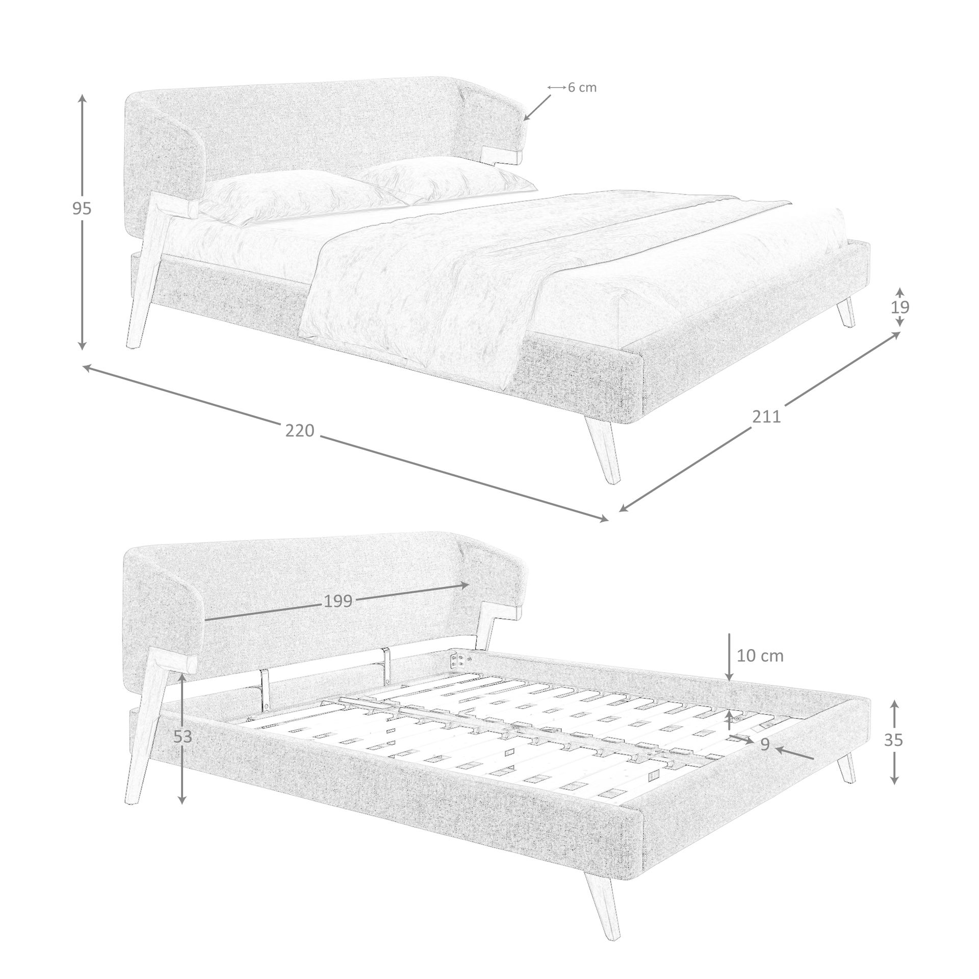 Cama tela color gris Cama tela color gris