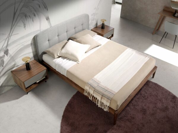Cama capitoné tela color gris