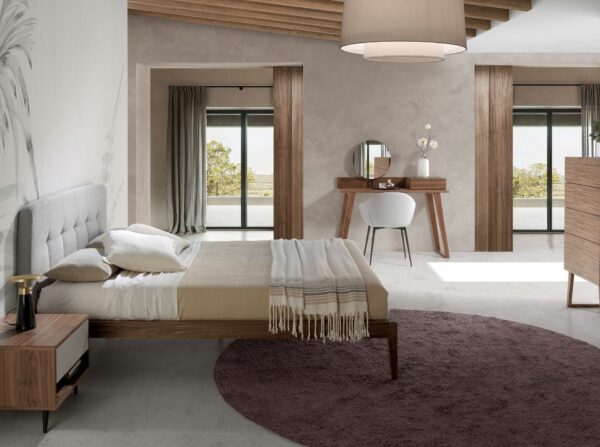 Cama capitoné tela color gris