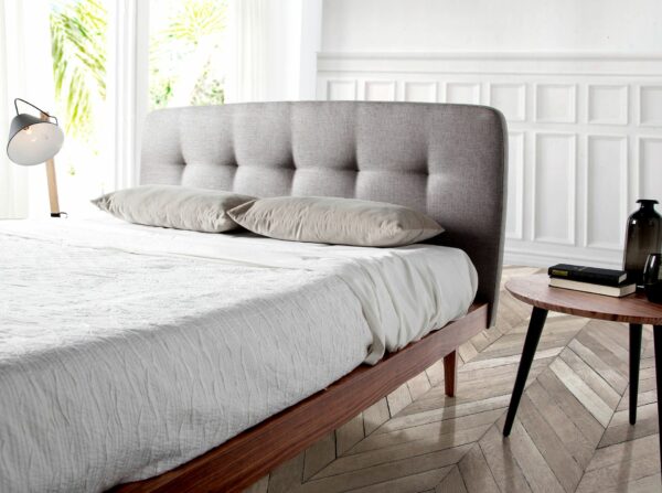 Cama capitoné tela color gris
