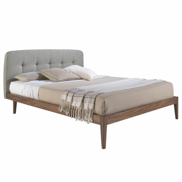 Cama capitoné tela color gris