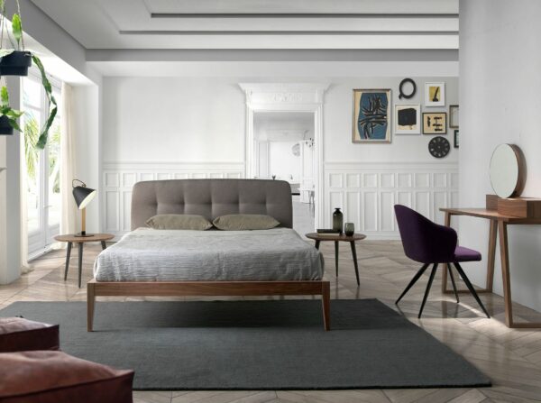 Cama capitoné tela color gris