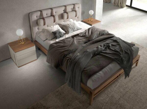 Cama capitoné tela color gris