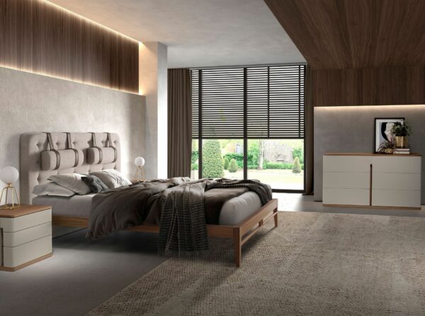 Cama capitoné tela color gris