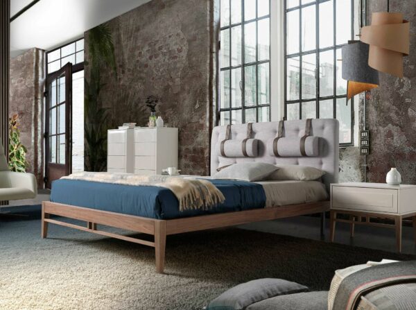 Cama capitoné tela color gris